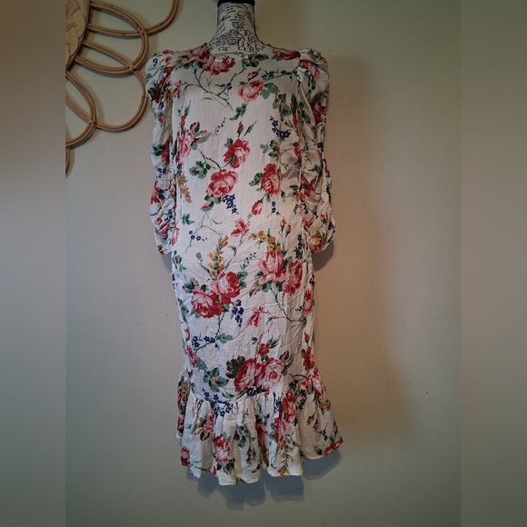 byTiMo Bubble Floral-Printed Satin Ruched Minidress Size L - Picture 4 of 15